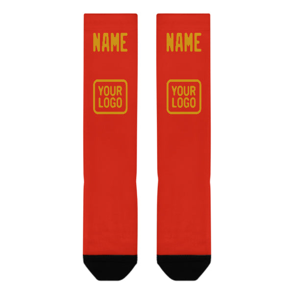 Custom Orange Red Yellow Knee-High Sock