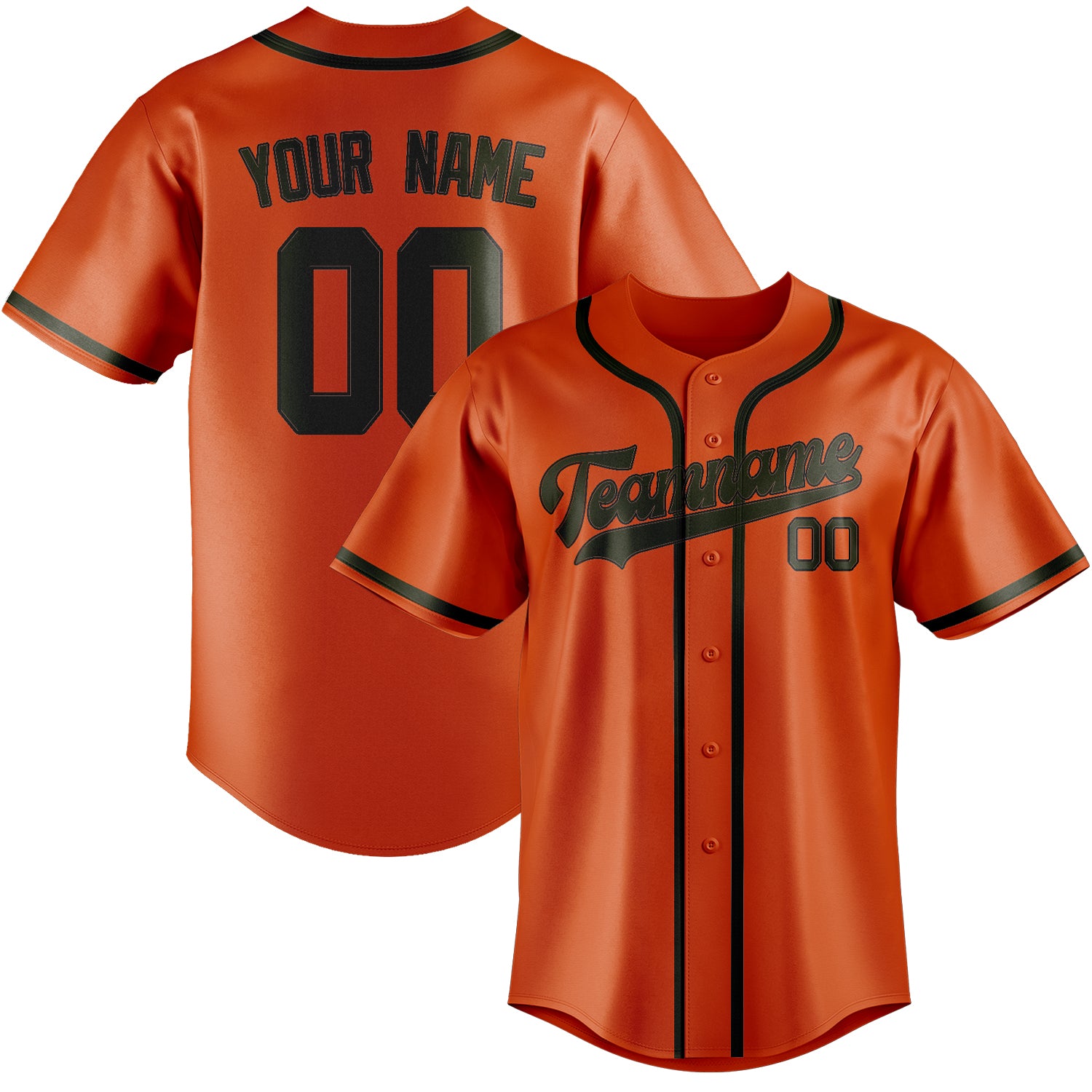 Custom Orange Red Olive Baseball Jersey