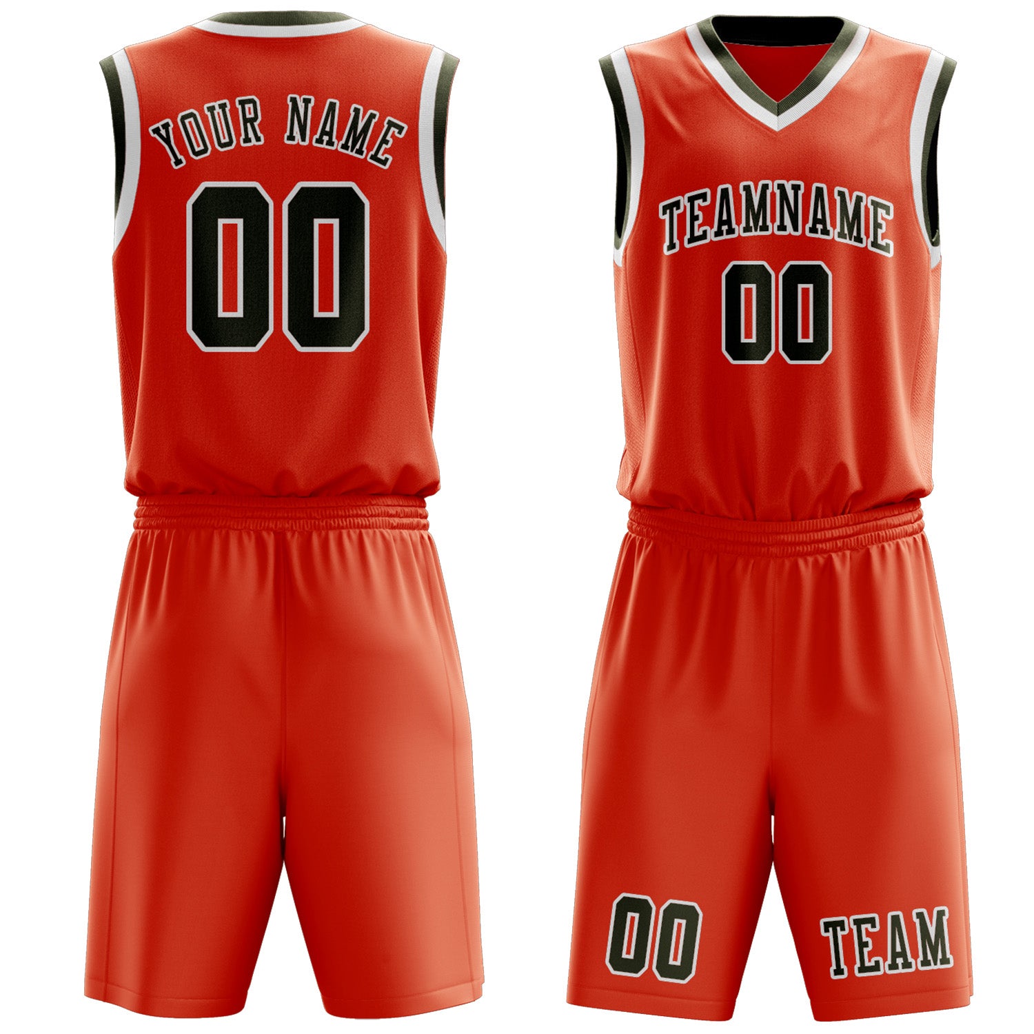 Custom Orange Red Olive Basketball Set