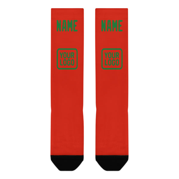 Custom Orange Red Emerald Green Knee-High Sock