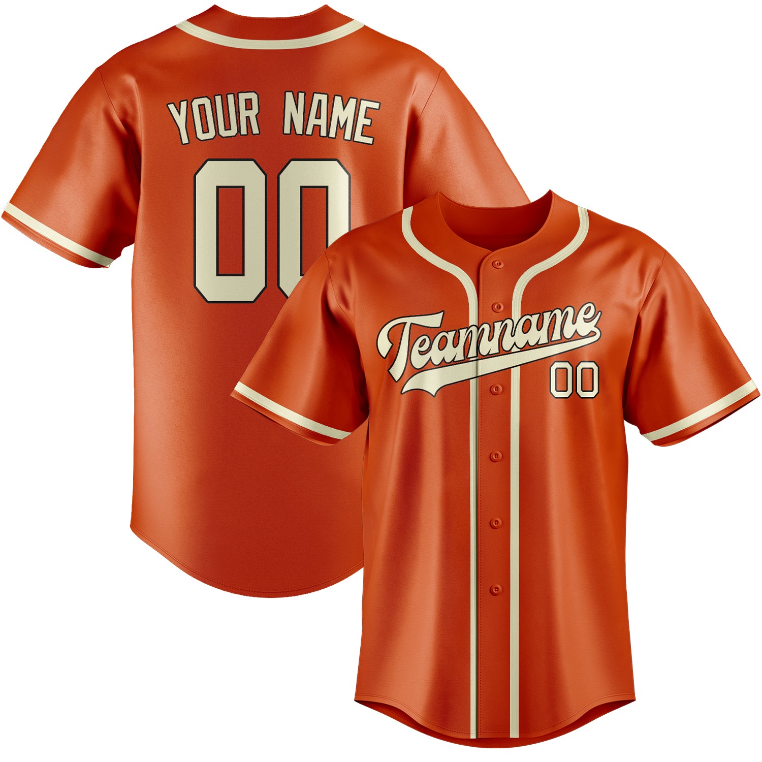 Custom Orange Red Cream Baseball Jersey