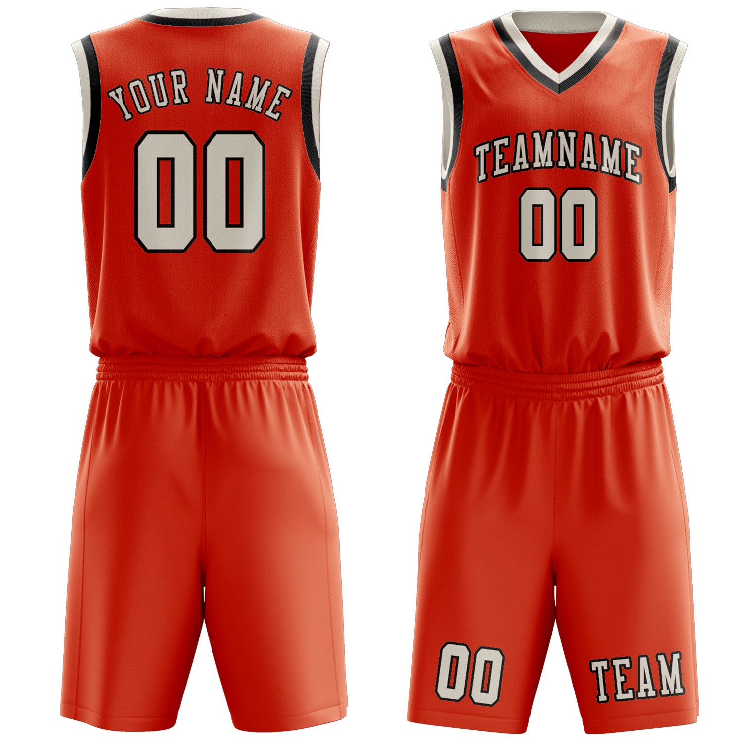 Custom Orange Red Cream Basketball Set