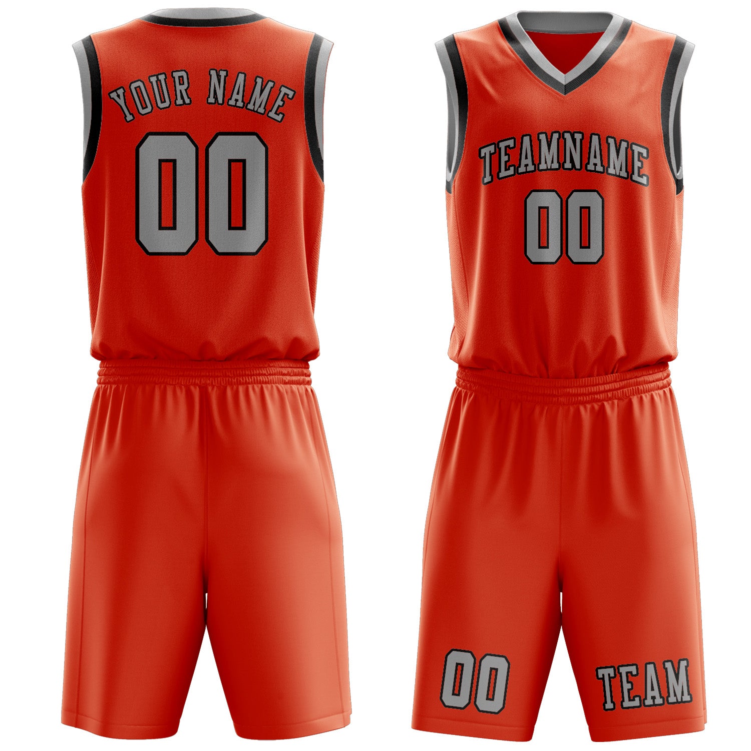 Custom Orange Red Gray Basketball Set