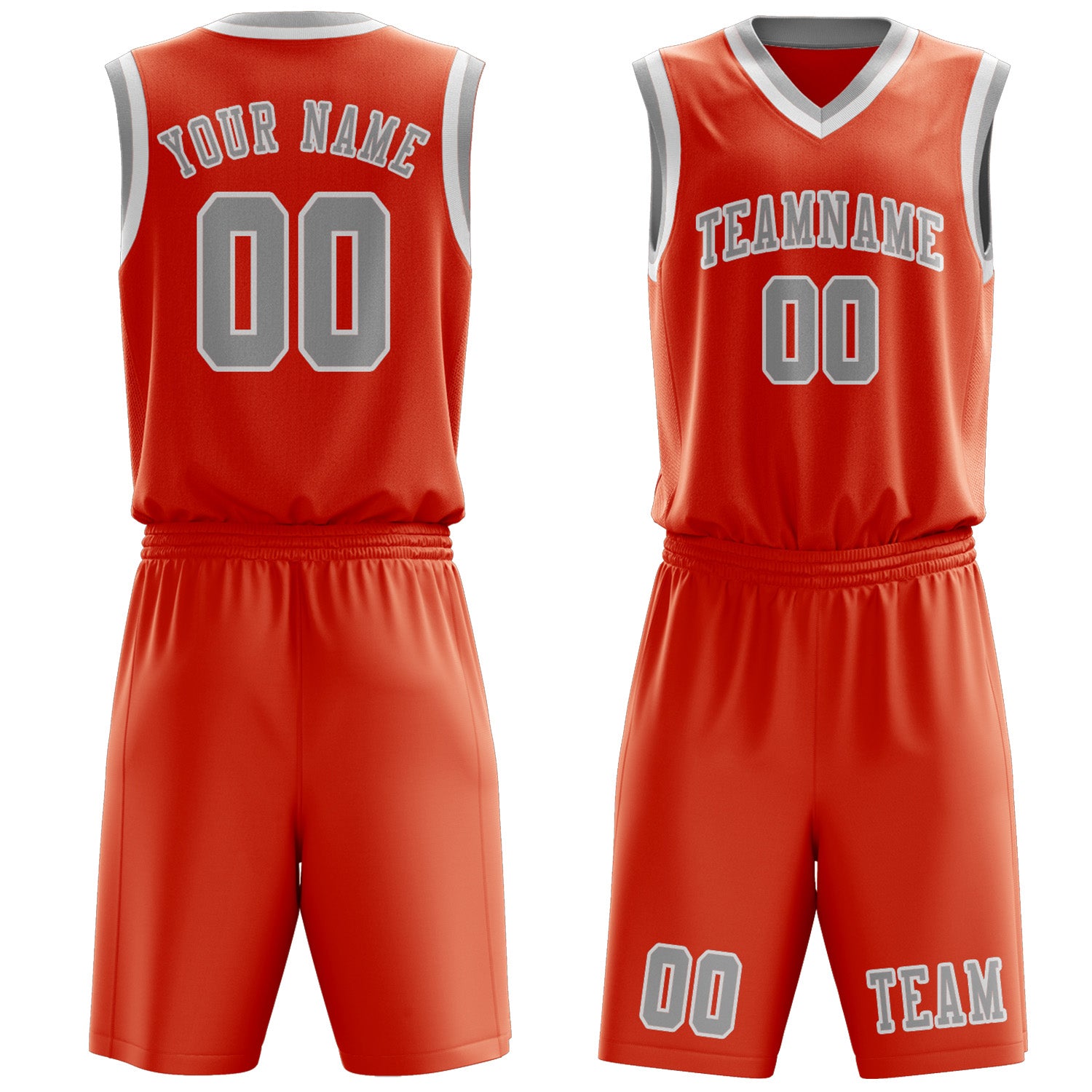 Custom Orange Red Gray Basketball Set