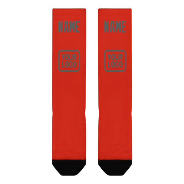 Custom Orange Red Dark Grey Knee-High Sock