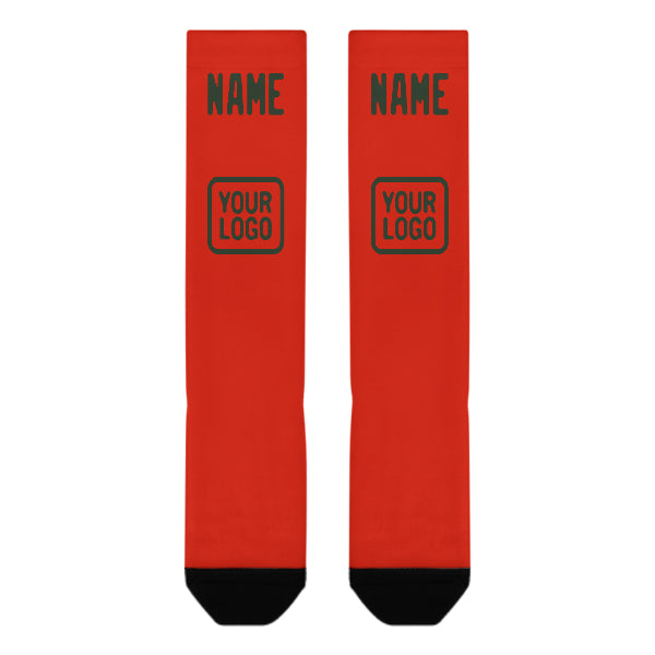 Custom Orange Red Dark Green Knee-High Sock