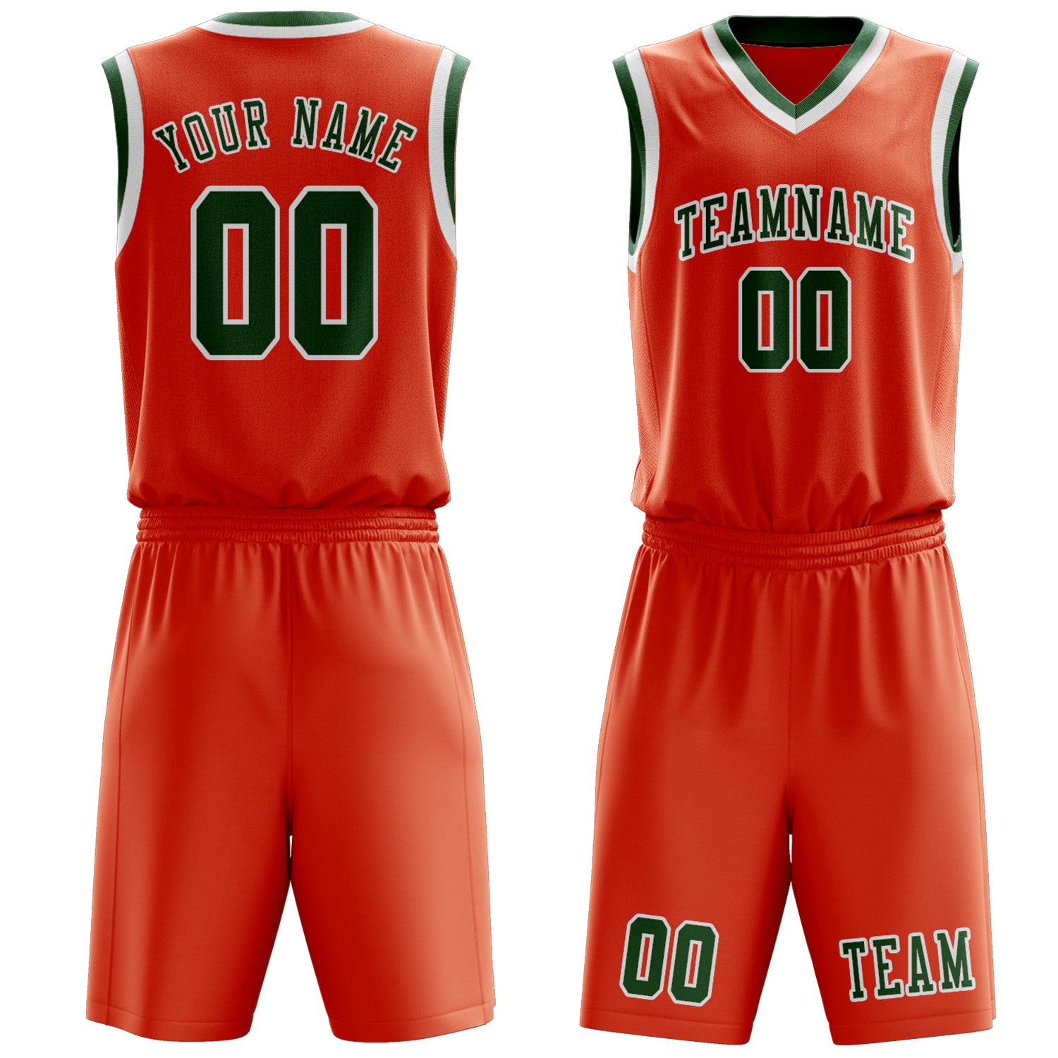 Custom Orange Red Green Basketball Set