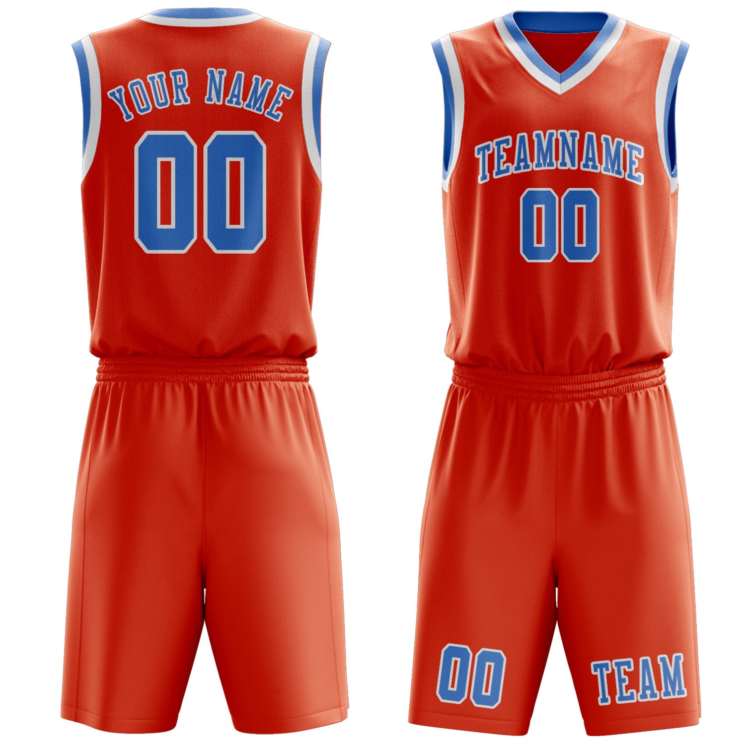 Custom Orange Red Light Blue Basketball Set