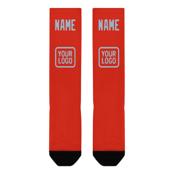 Custom Orange Red Light Blue Knee-High Sock