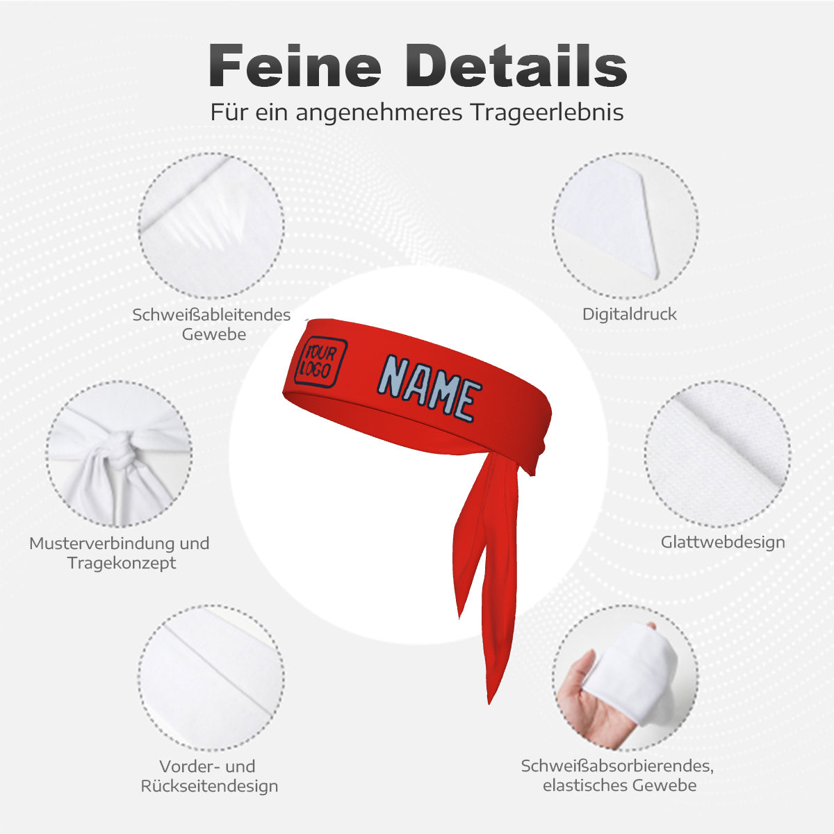 Custom Orange Red Light Blue Headband