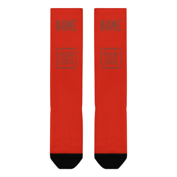 Custom Orange Red Coral Red Knee-High Sock