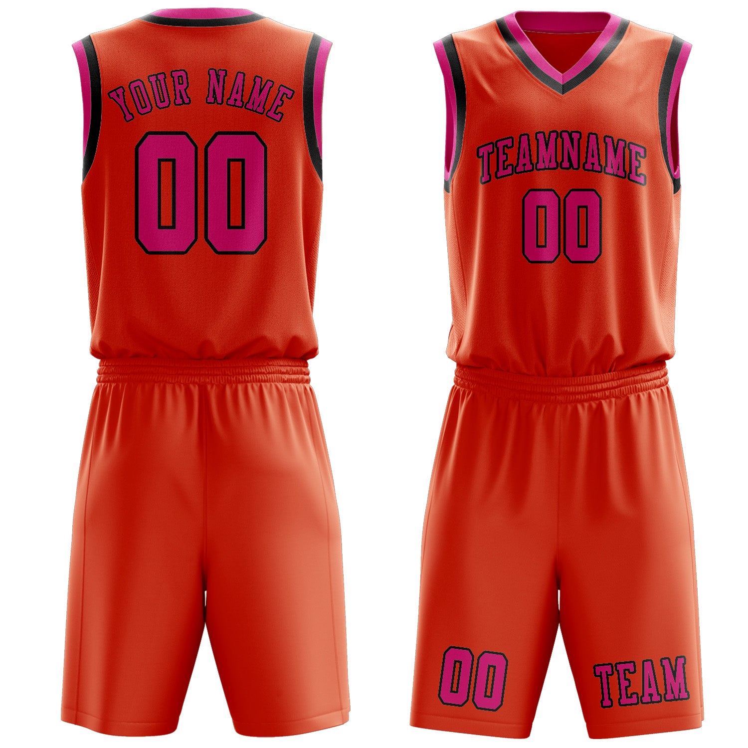 Custom Orange Red Pink Basketball Set