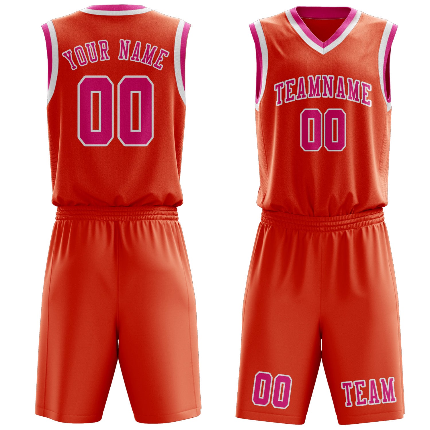 Custom Orange Red Pink Basketball Set