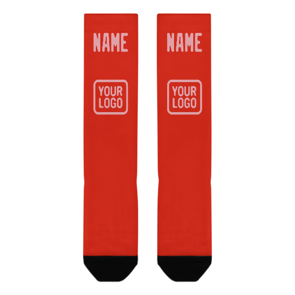 Custom Orange Red Light Pink Knee-High Sock
