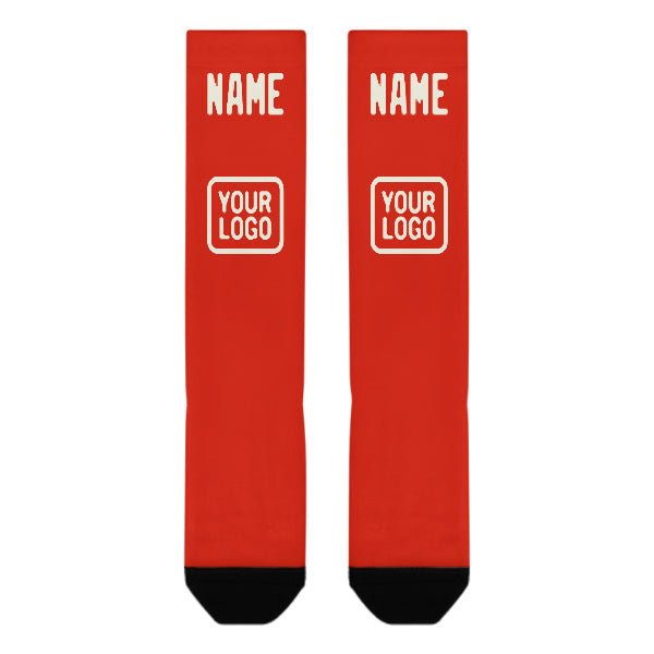 Custom Orange Red Cream Knee-High Sock