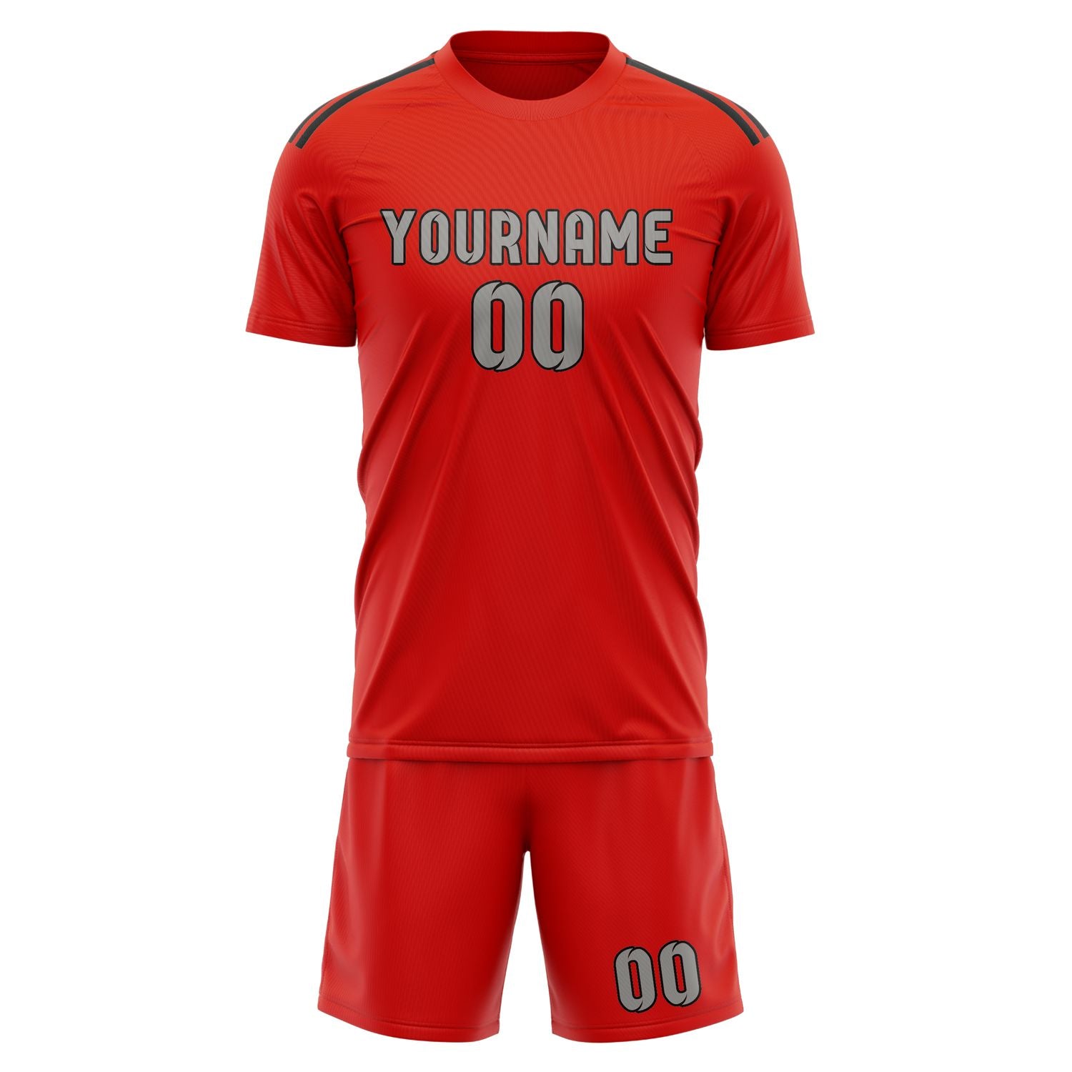 Custom Orange Red Gray Soccer Set