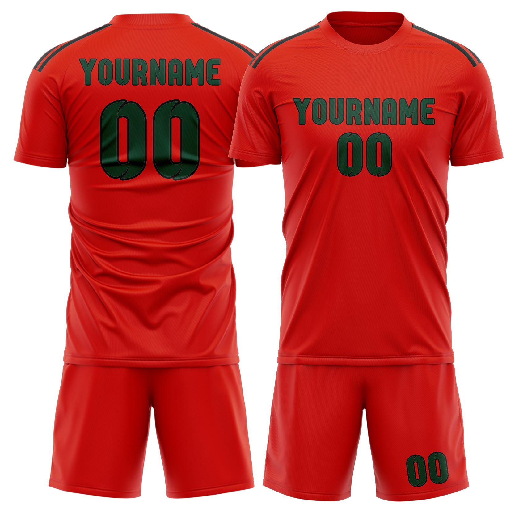 Custom Orange Red Green Soccer Set