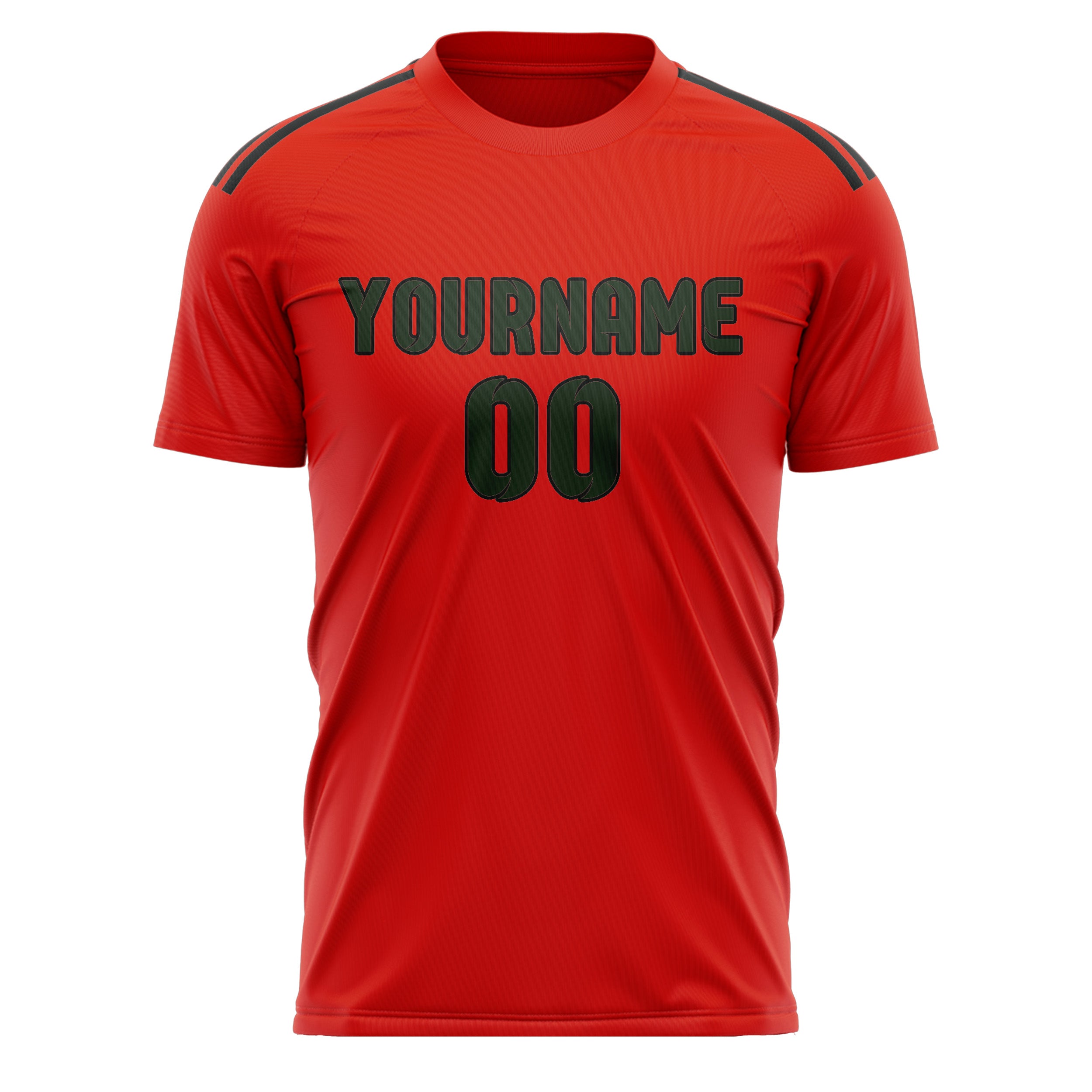 Custom Orange Red Dark Green Soccer Jersey