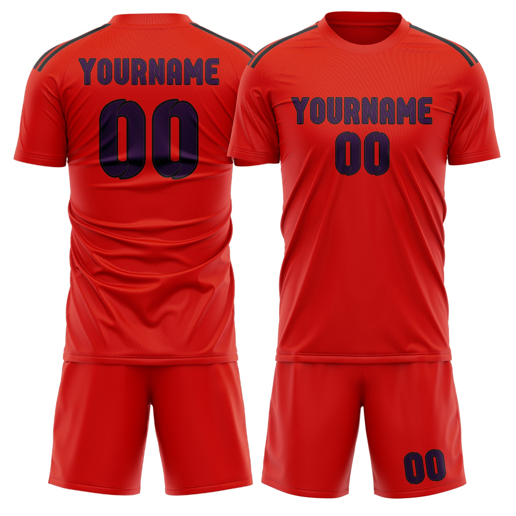 Custom Orange Red Purple Soccer Set