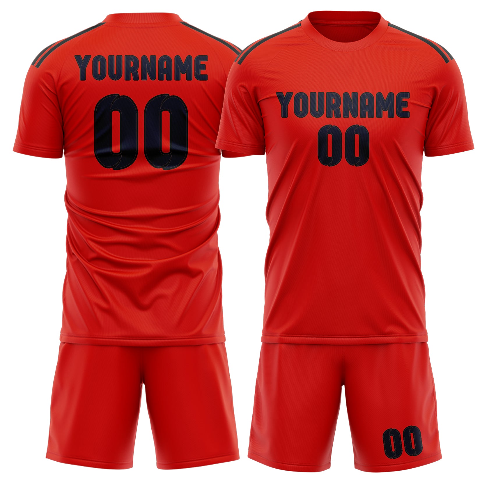 Custom Orange Red Navy Soccer Set