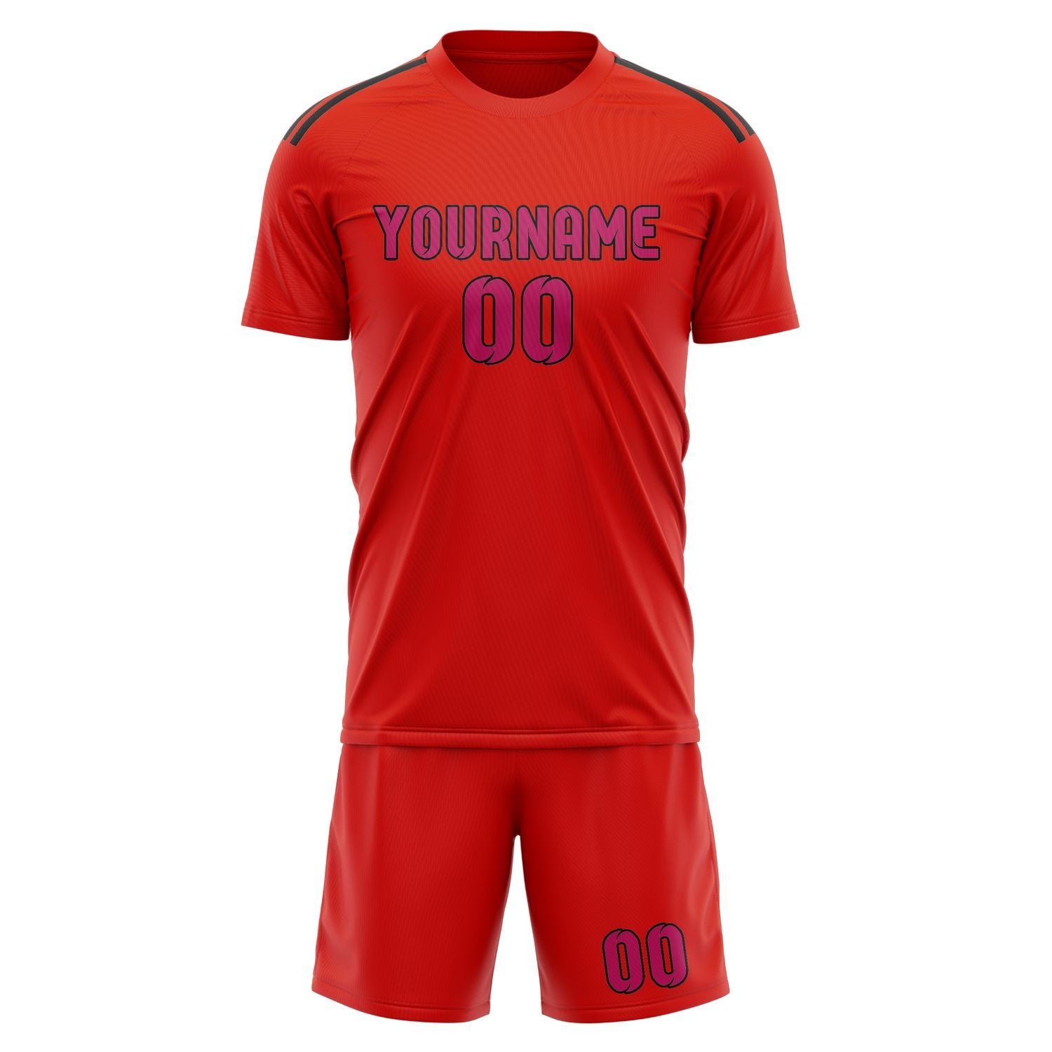 Custom Orange Red Pink Soccer Set