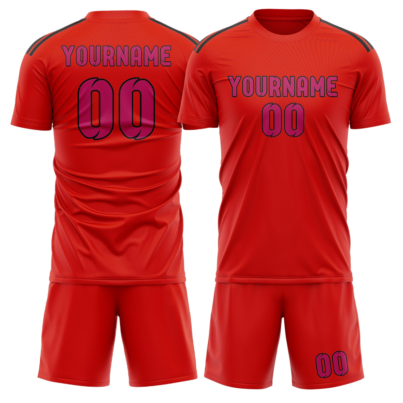Custom Orange Red Pink Soccer Set