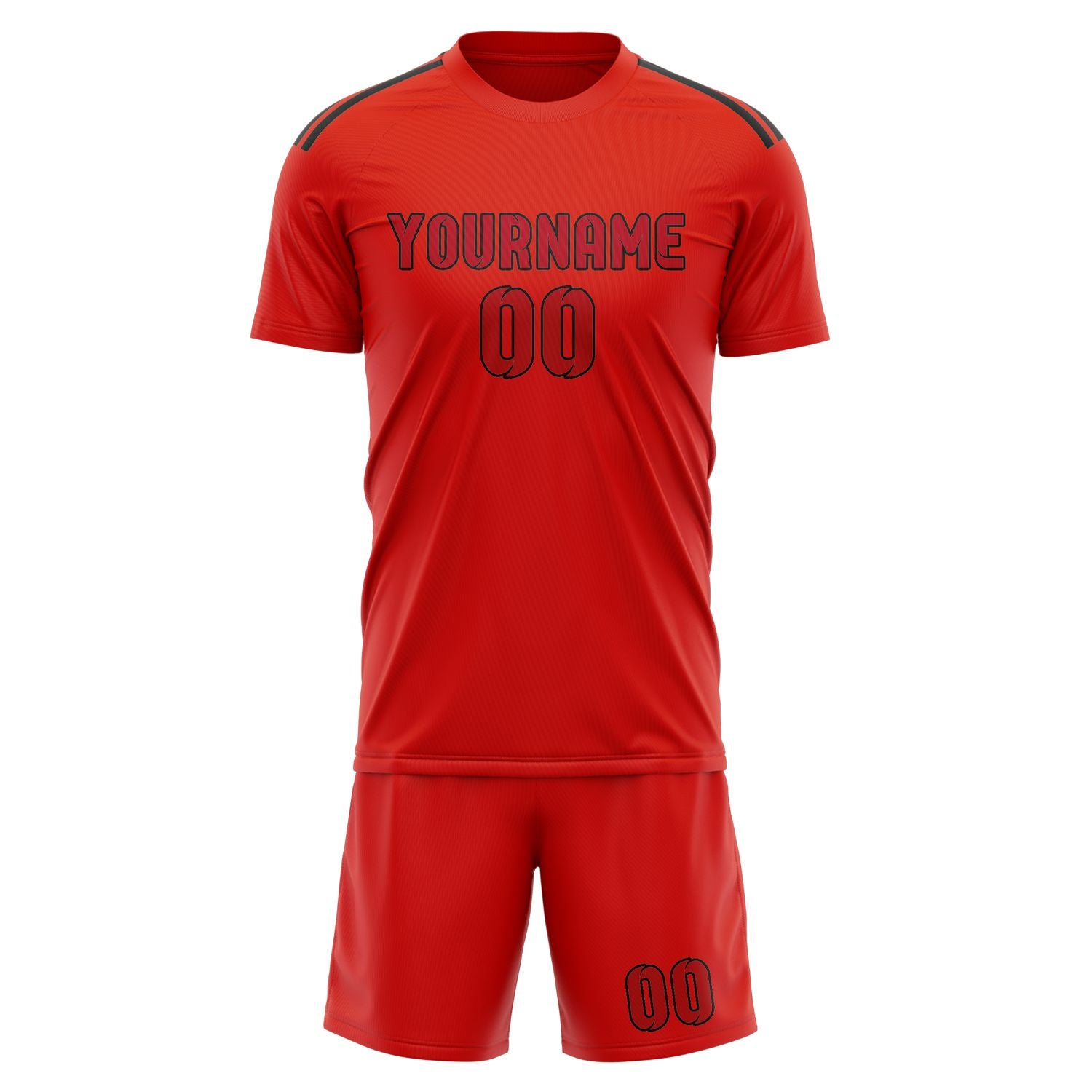 Custom Orange Red Red Soccer Set