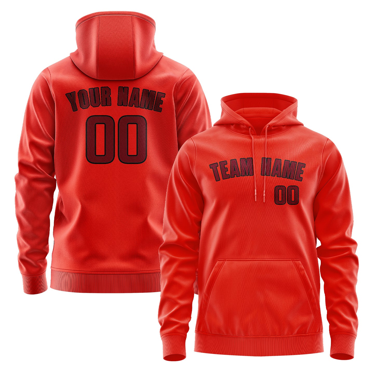 Custom Orange Red Crimson Red Hoodie