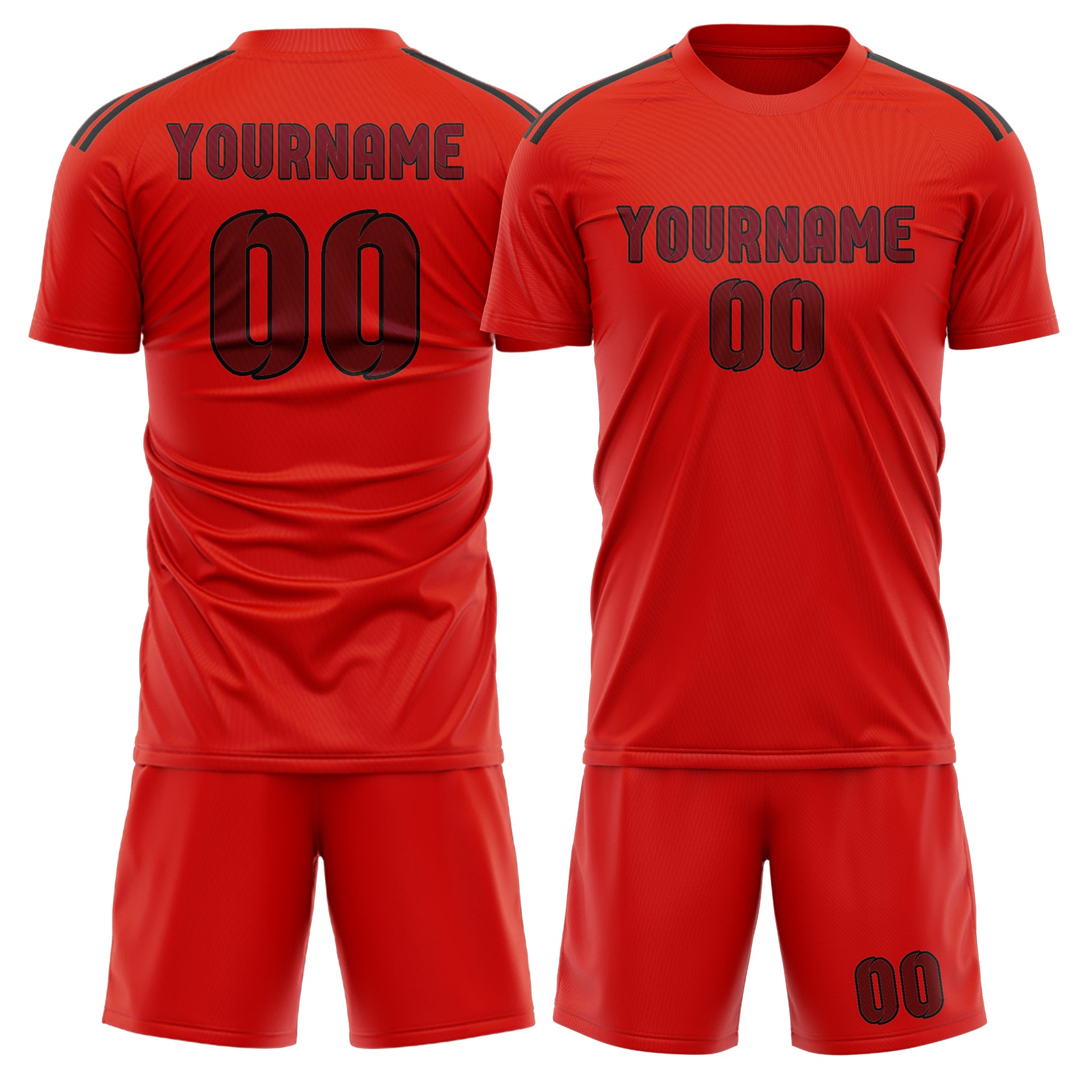 Custom Orange Red Crimson Red Soccer Set