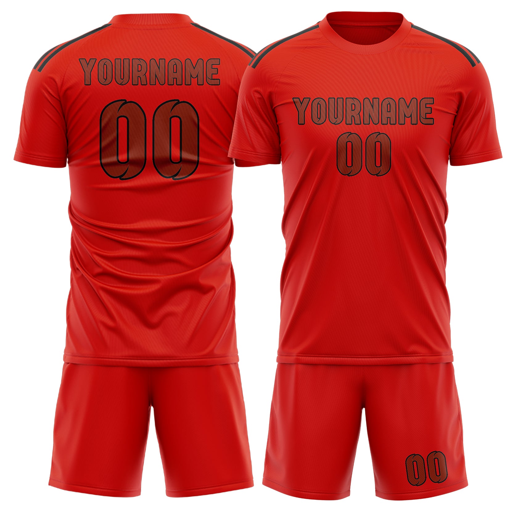 Custom Orange Red Coral Red Soccer Set