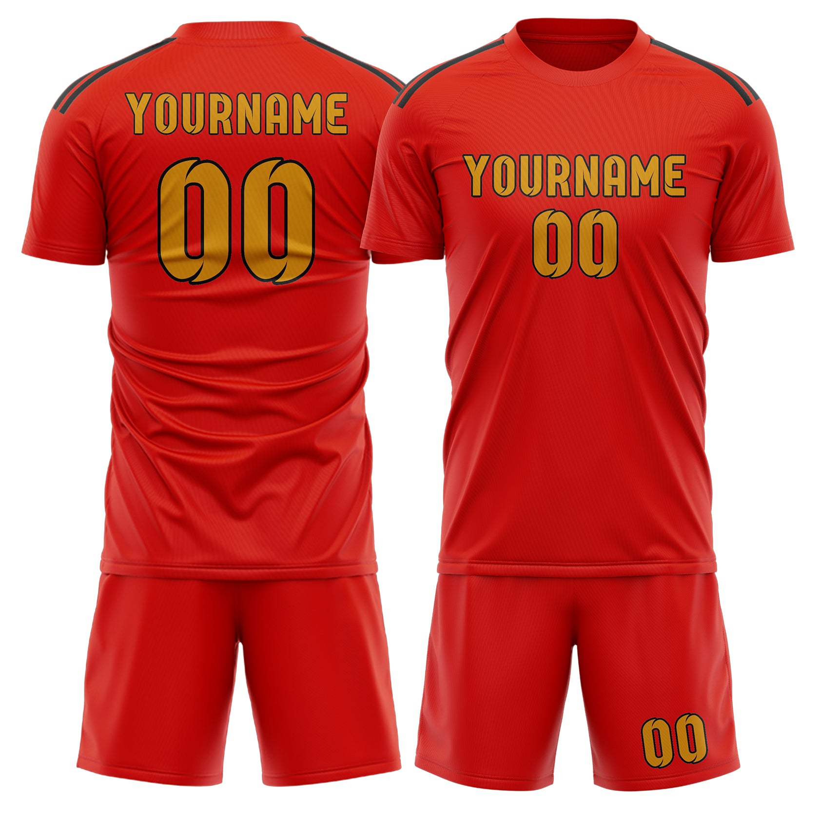 Custom Orange Red Yellow Soccer Set