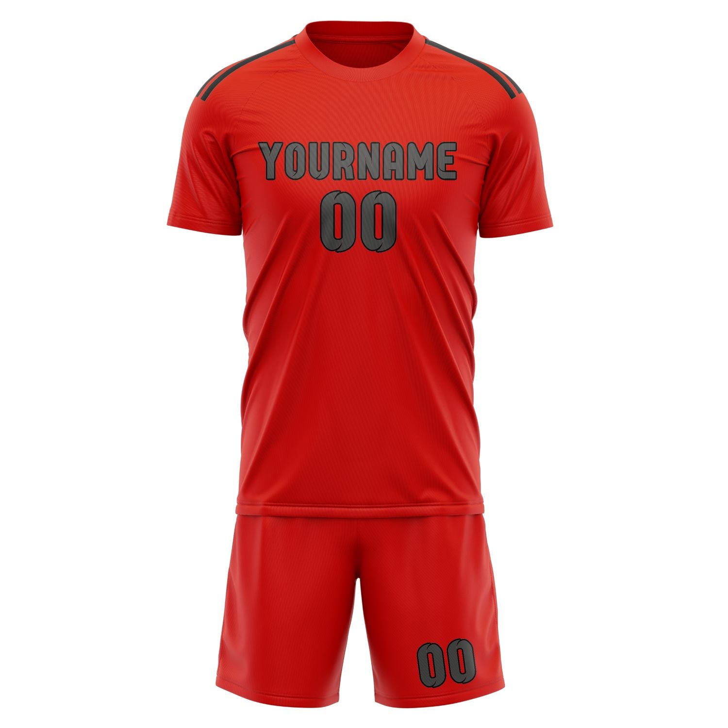 Custom Orange Red Dark Grey Soccer Set