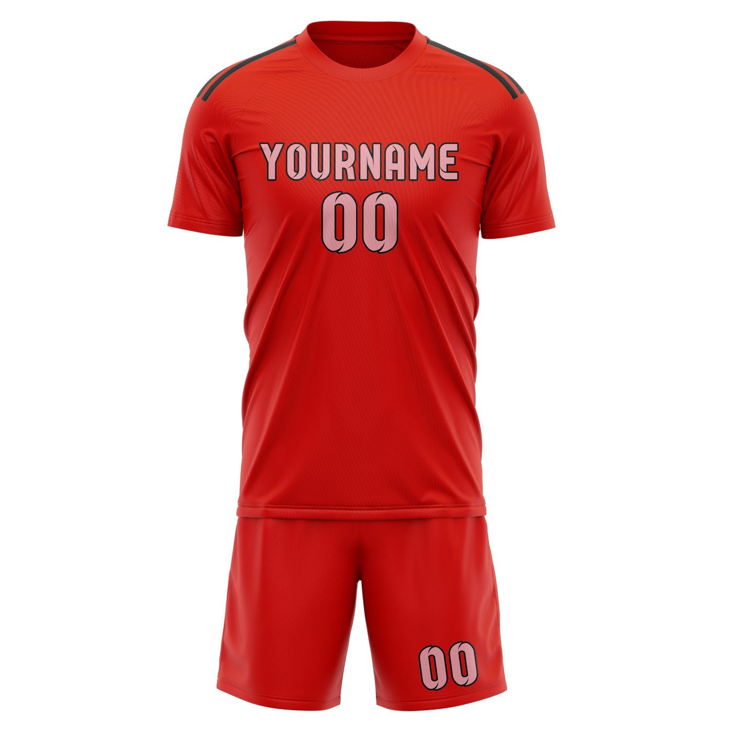 Custom Orange Red Light Pink Soccer Set