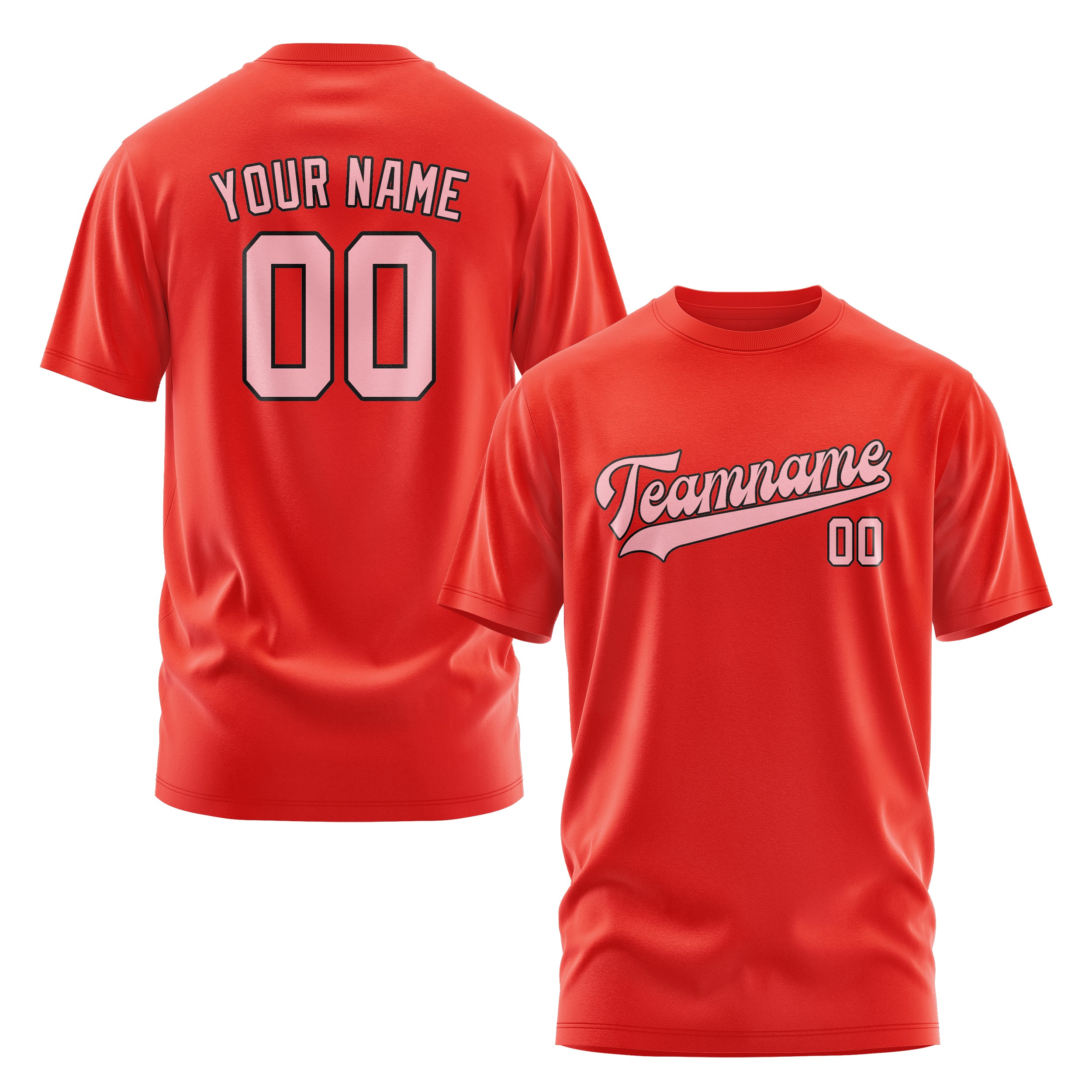 Custom Orange Red Light Pink T-Shirt