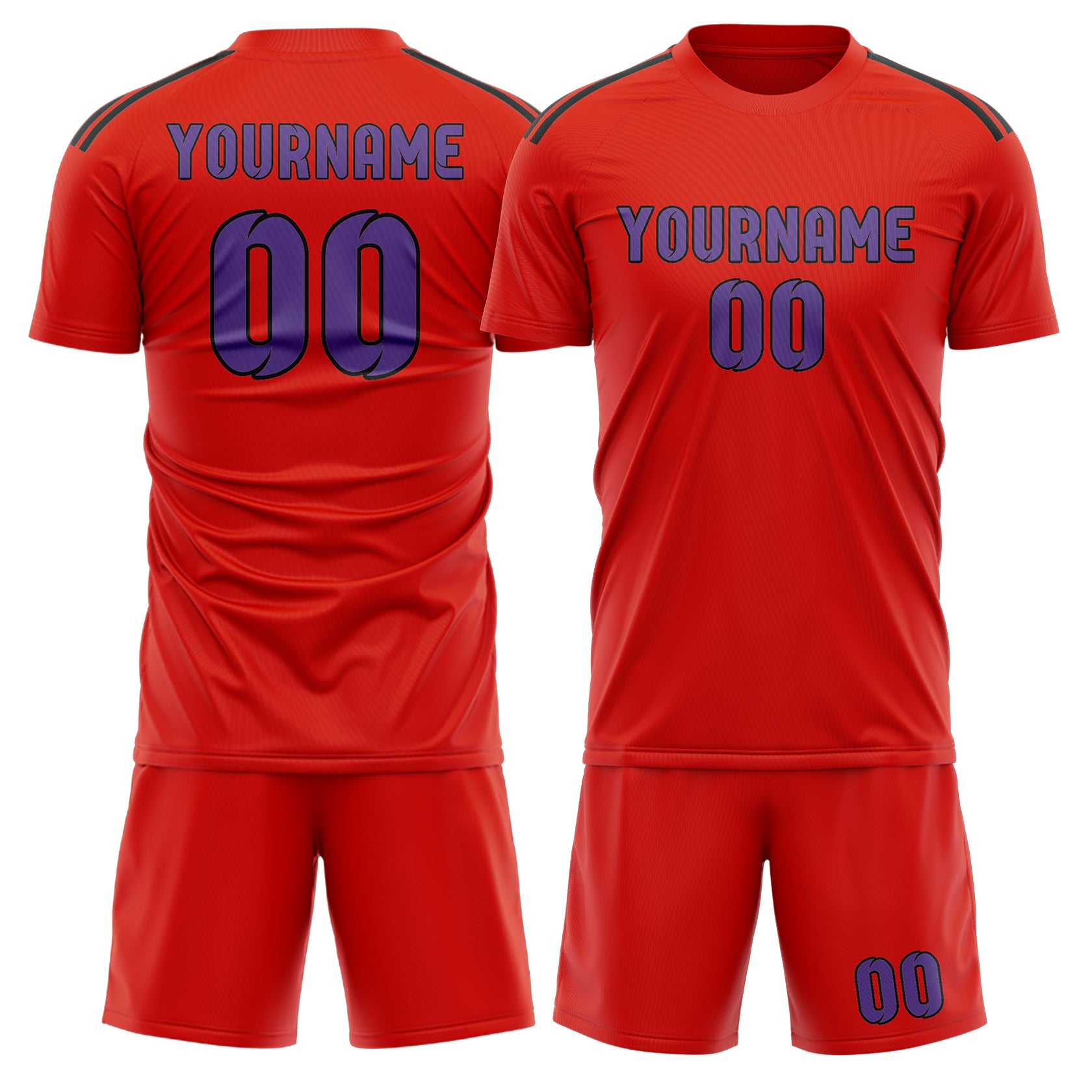 Custom Orange Red Light Purple Soccer Set