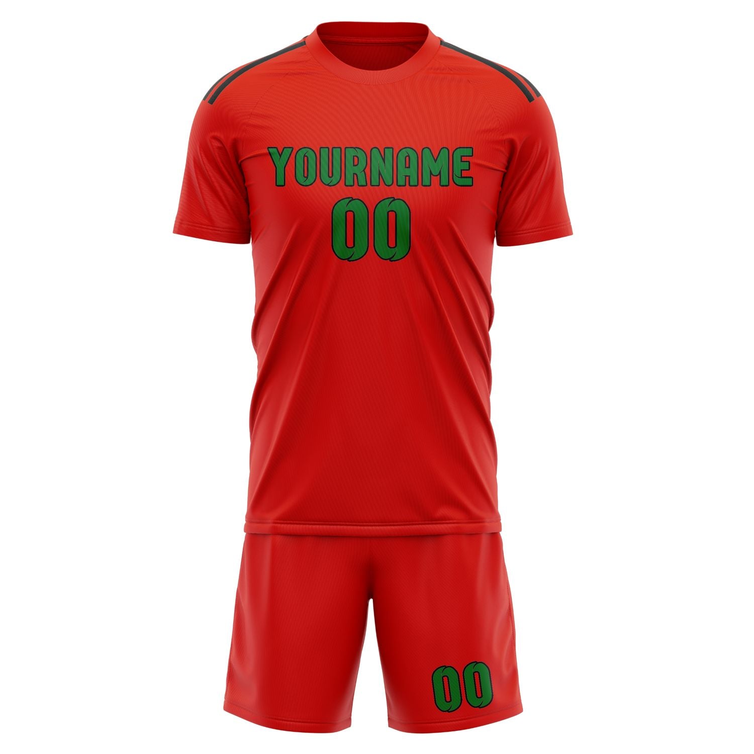 Custom Orange Red Emerald Green Soccer Set