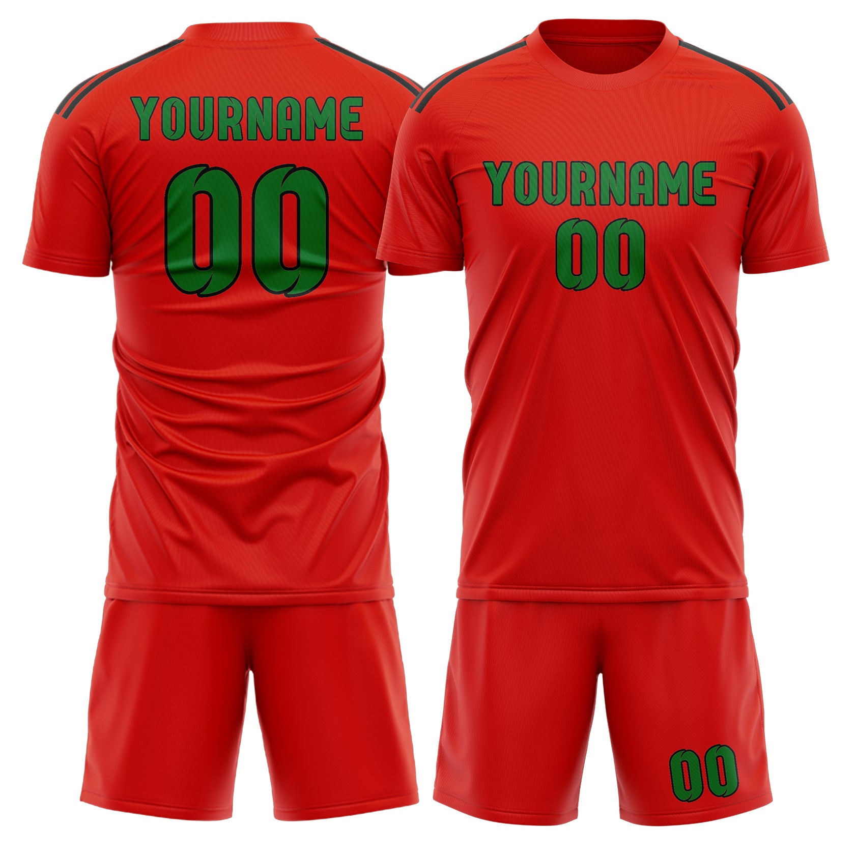 Custom Orange Red Emerald Green Soccer Set