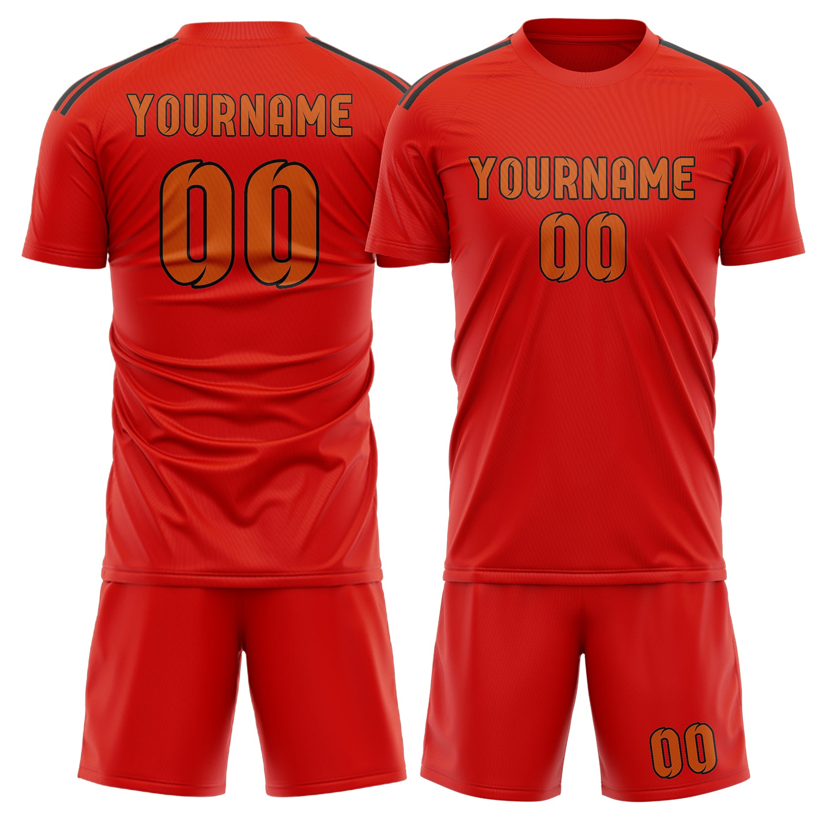 Custom Orange Red Orange Soccer Set