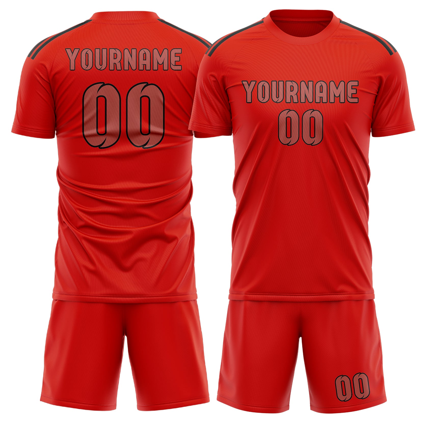 Custom Orange Red Copper Rose Soccer Set