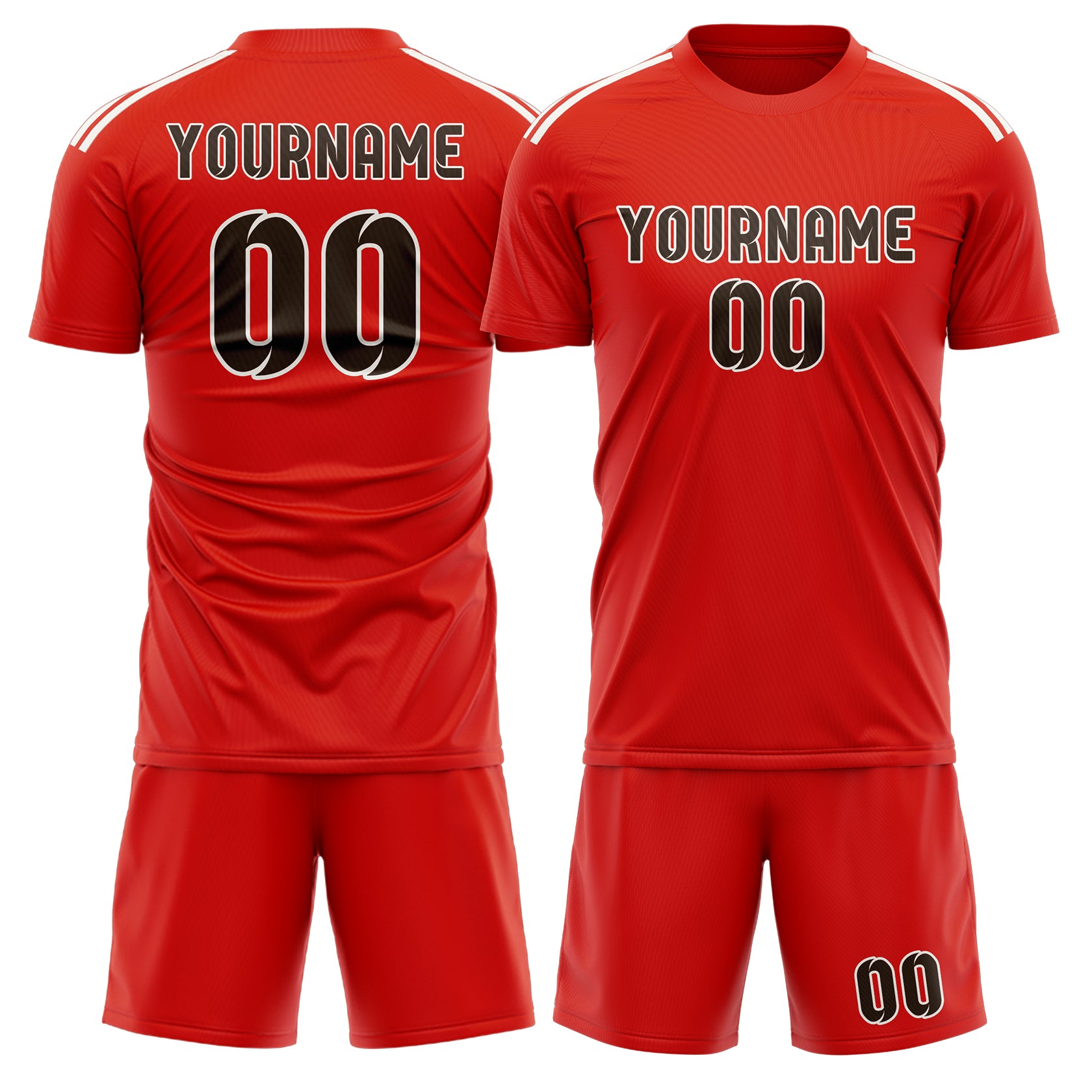 Custom Orange Red Brown Soccer Set