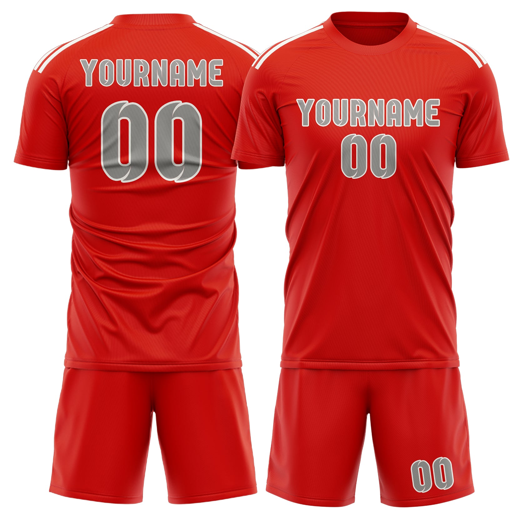Custom Orange Red Gray Soccer Set