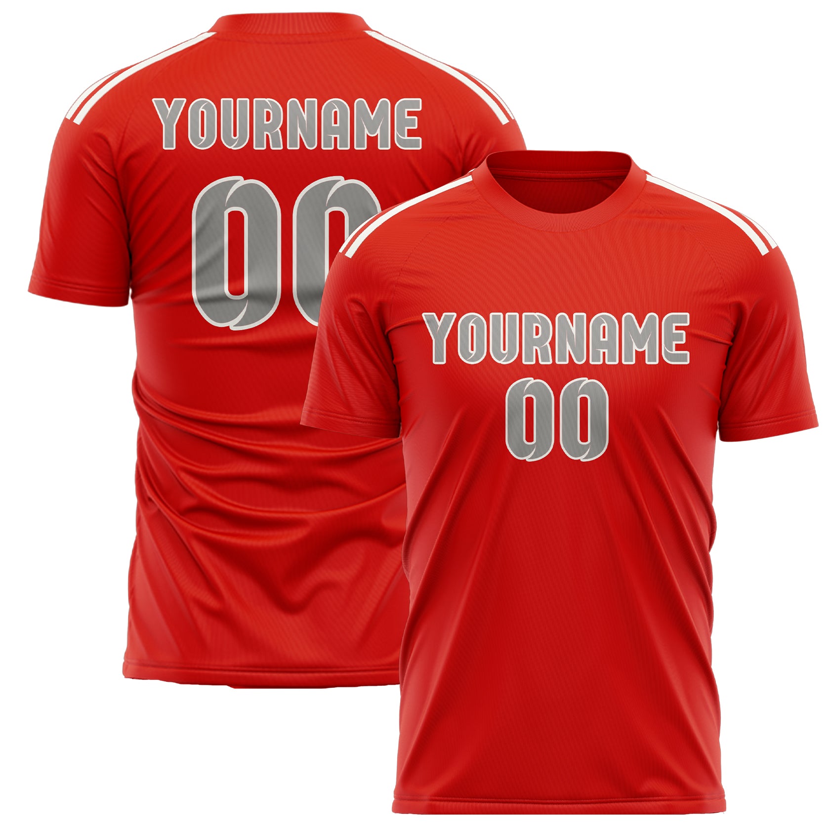 Custom Orange Red Gray Soccer Jersey
