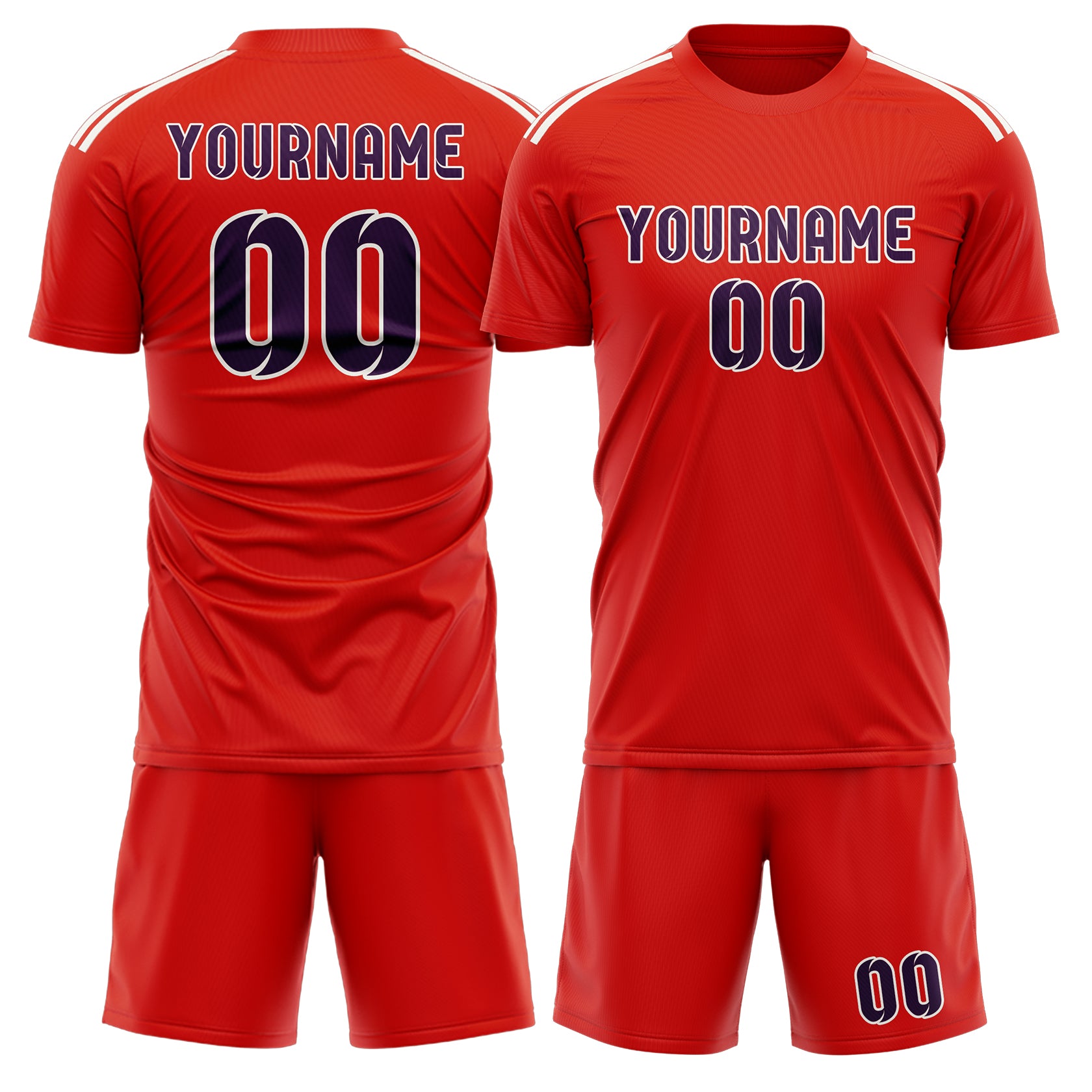 Custom Orange Red Purple Soccer Set