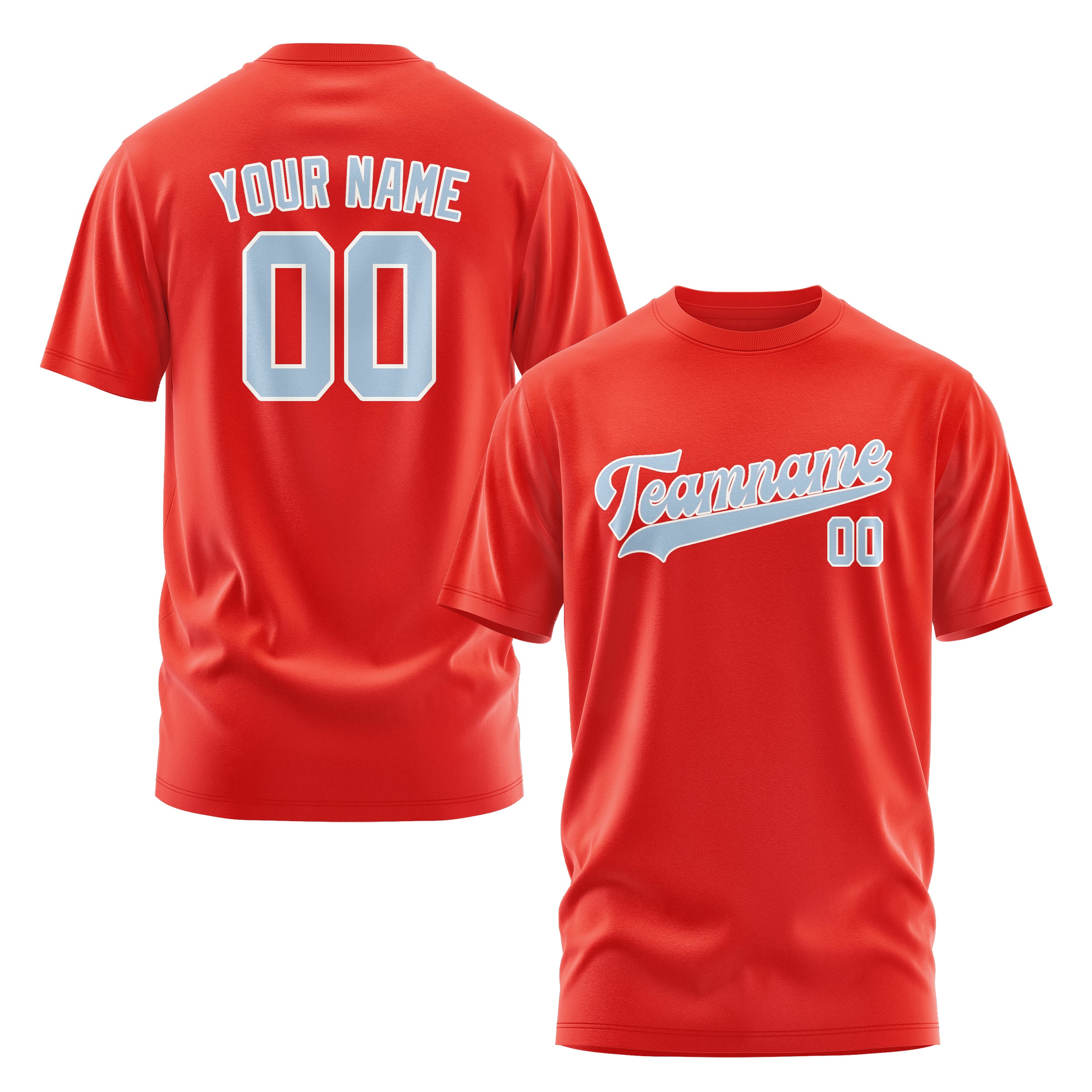 Custom Orange Red Light Blue T-Shirt