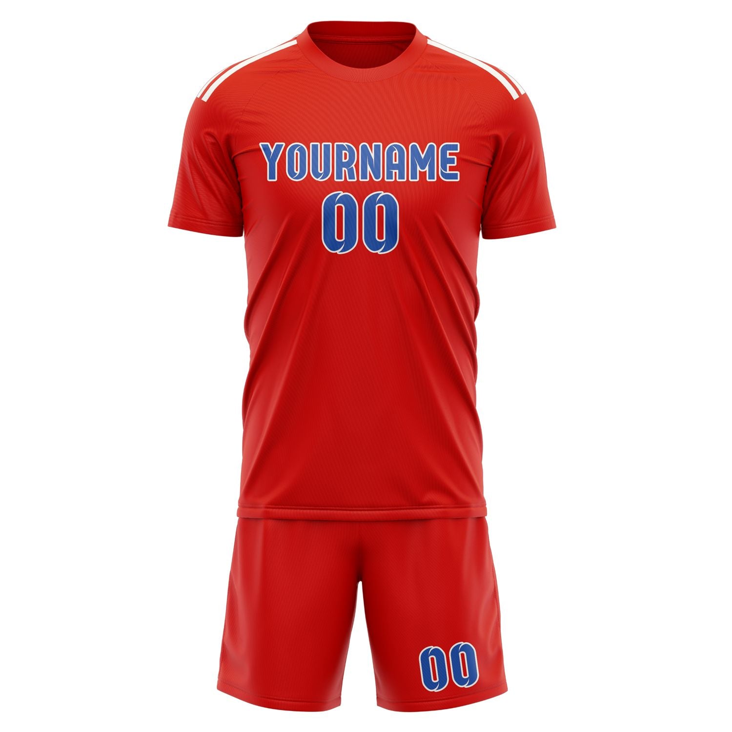 Custom Orange Red Sky Blue Soccer Set