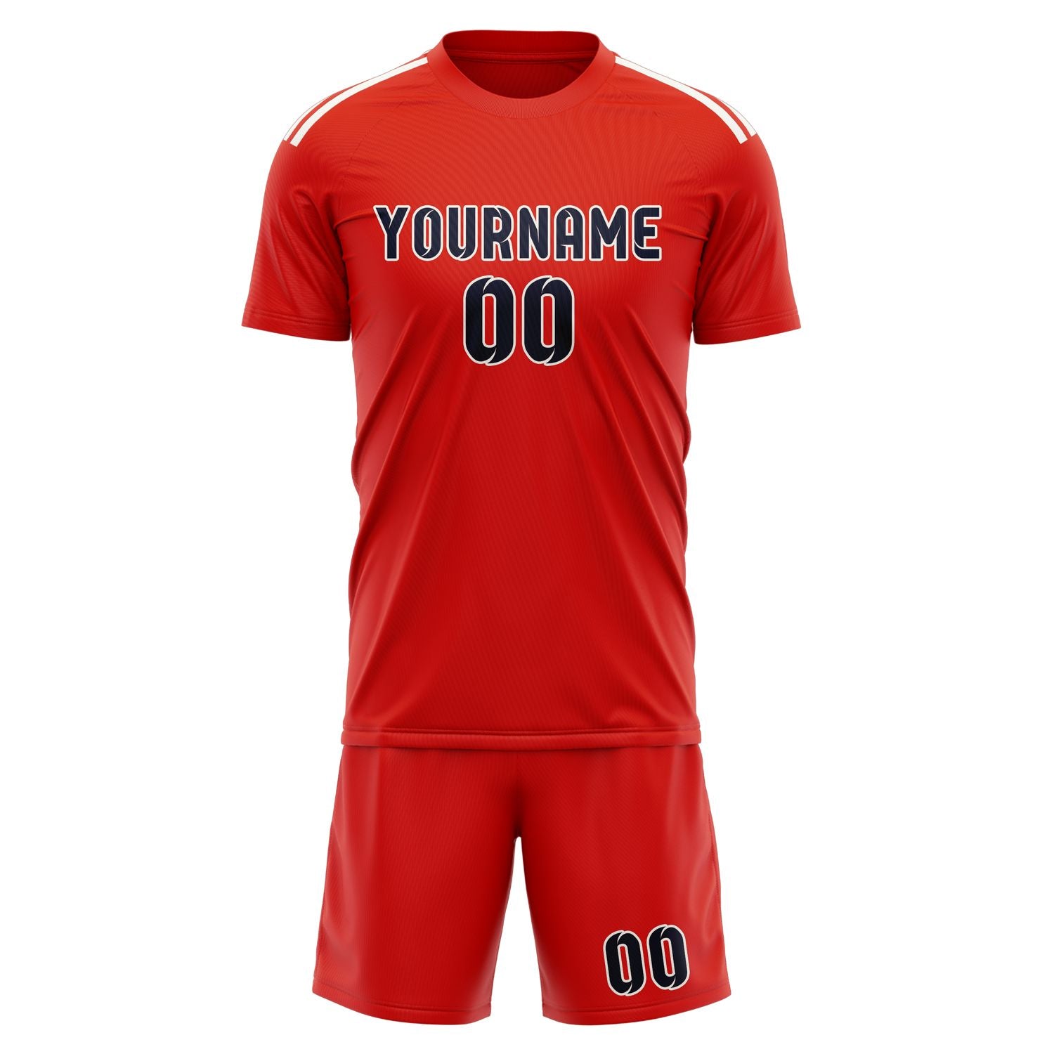 Custom Orange Red Navy Soccer Set