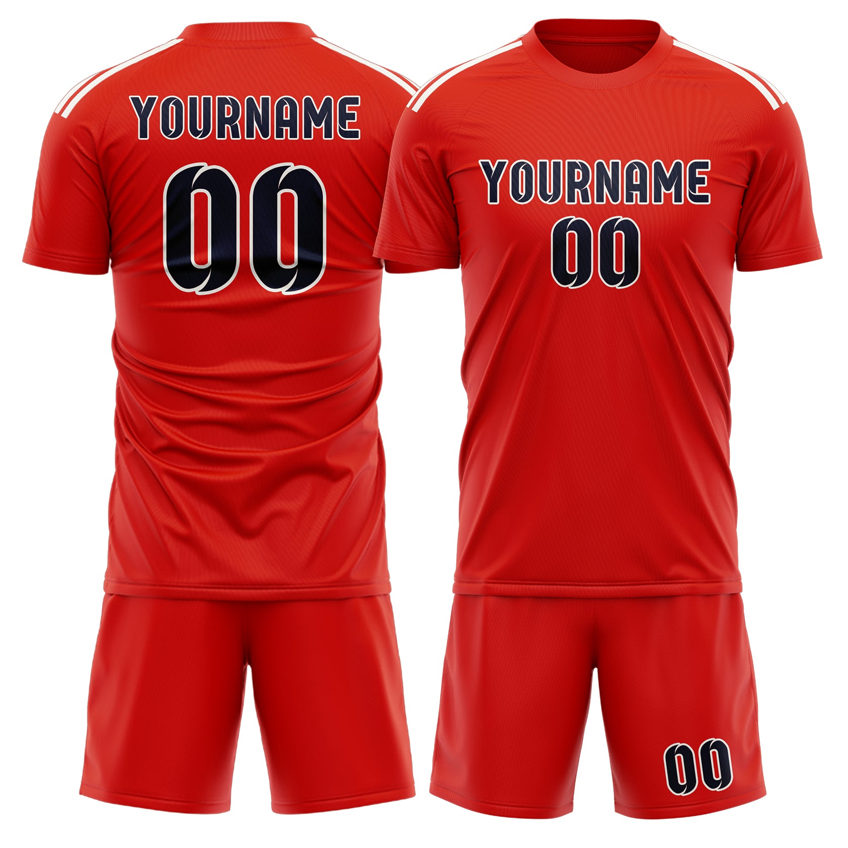 Custom Orange Red Navy Soccer Set