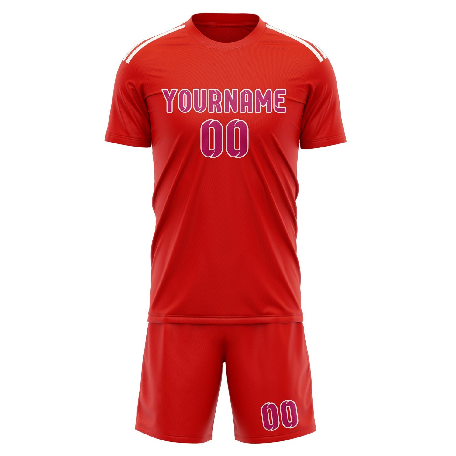 Custom Orange Red Pink Soccer Set