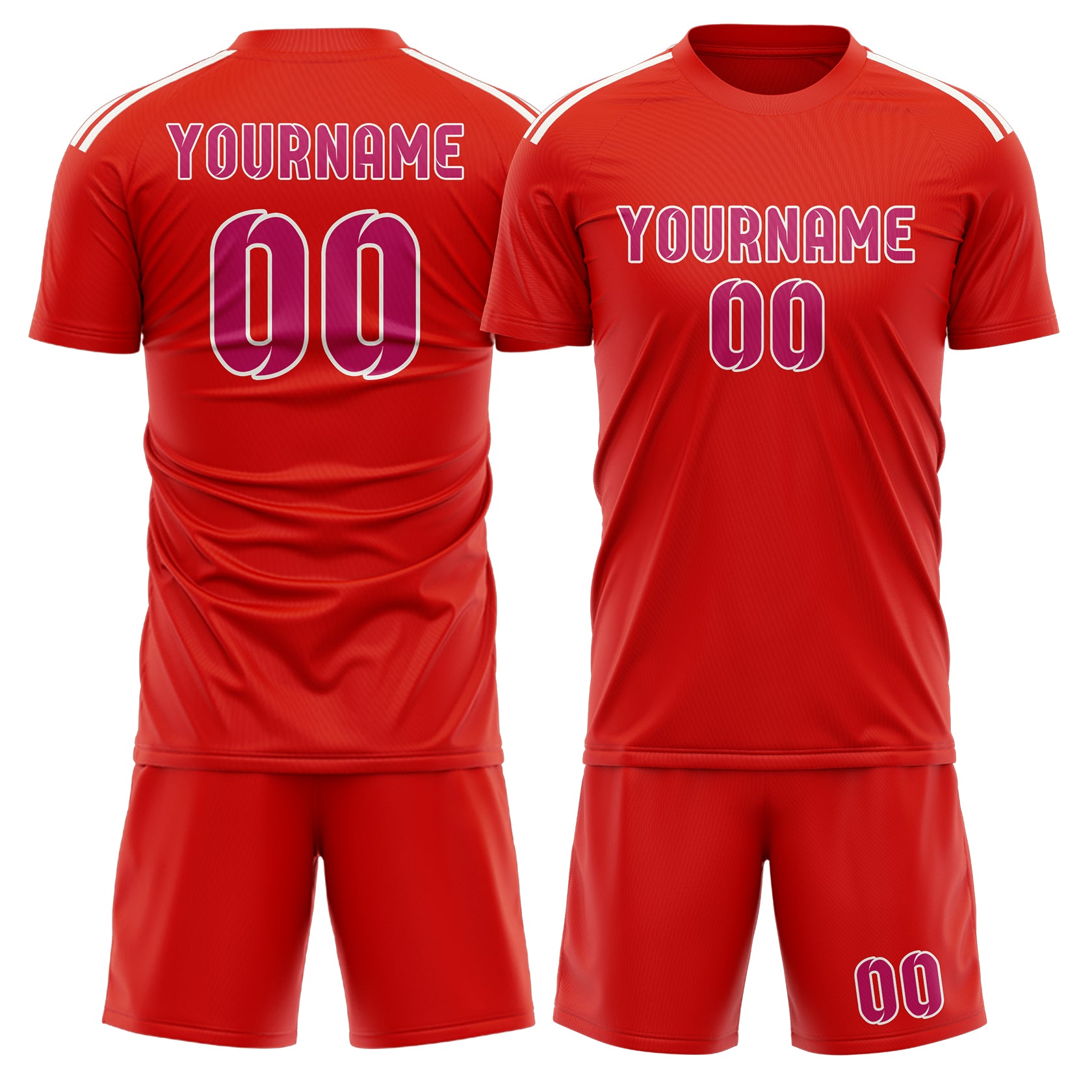 Custom Orange Red Pink Soccer Set
