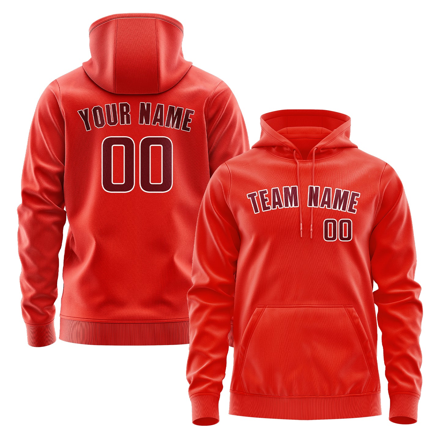 Custom Orange Red Crimson Red Hoodie